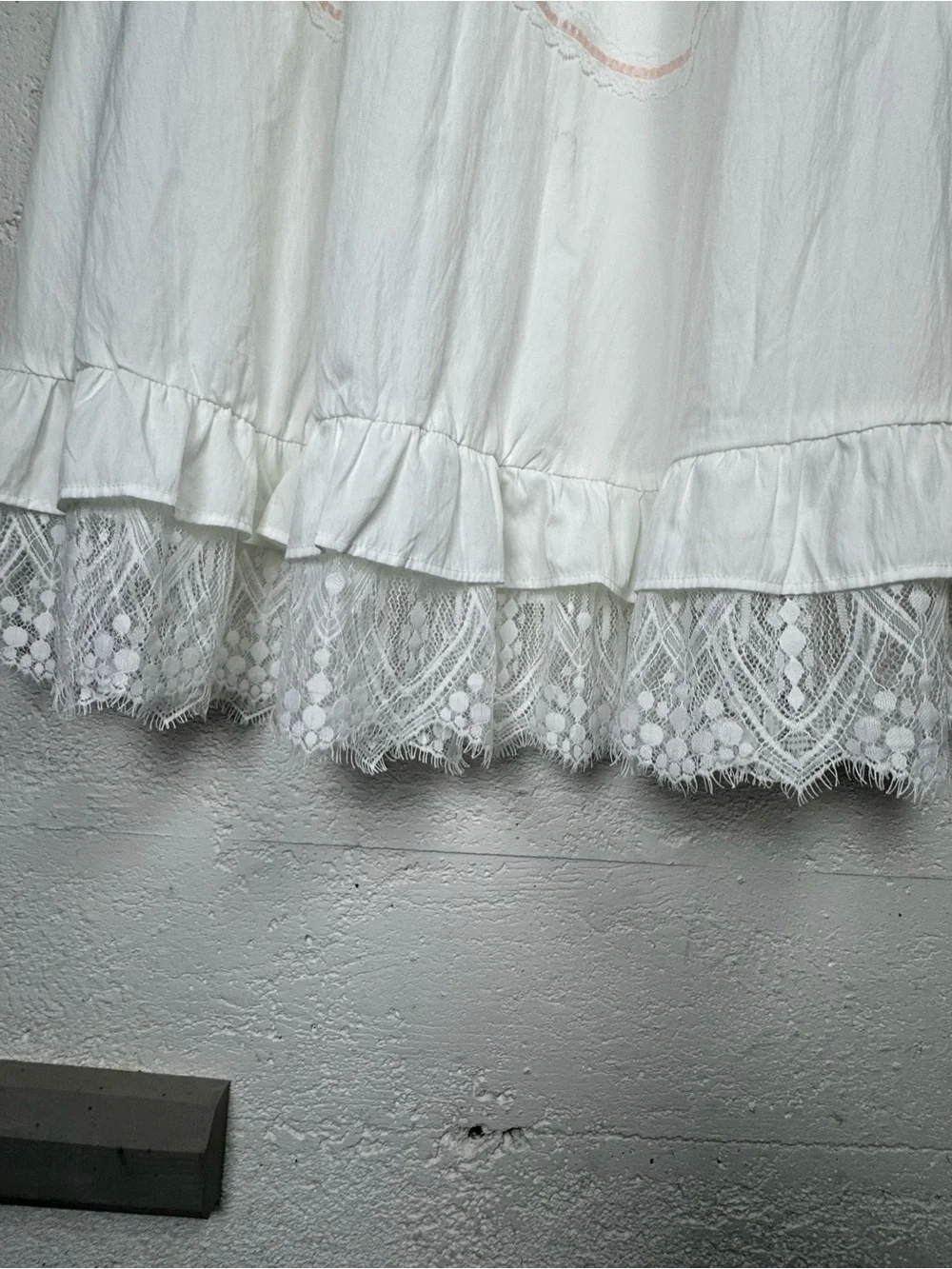 Dazy White Tiered Maxi Skirt with Lace Trim Cottagecore Petty Coat Lined Size M